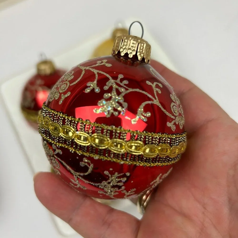 Vintage Christmas by Krebs 4 Glass Christmas Tree Ornaments -Collectible Sparkly